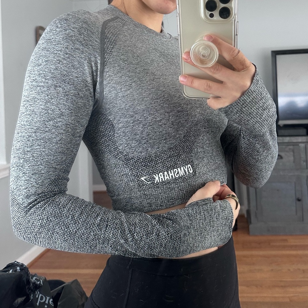 Gymshark gray long sleeve top size small.